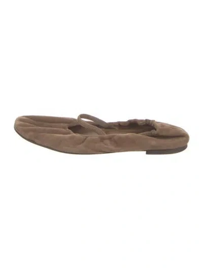 Pre-owned Reformation Suede Ballet Flats In Brown