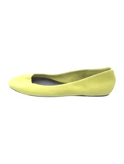 Pre-owned Reformation Suede Ballet Flats In Green