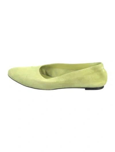 Pre-owned Reformation Suede Ballet Flats In Green