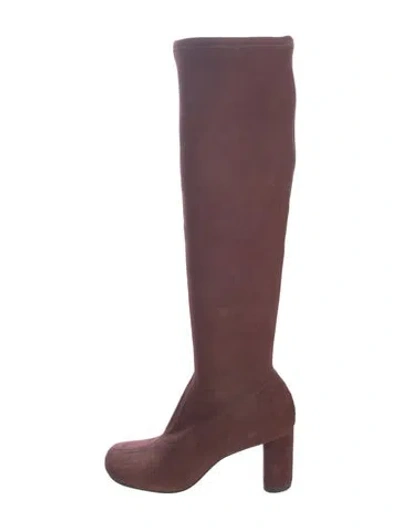 Pre-owned Reformation Suede Boots In Burgundy