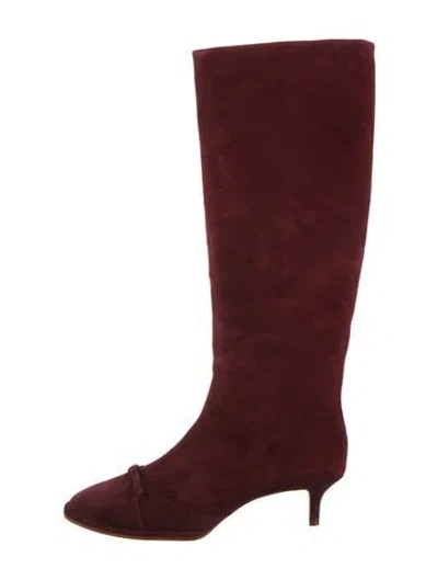 Pre-owned Reformation Suede Boots In Burgundy