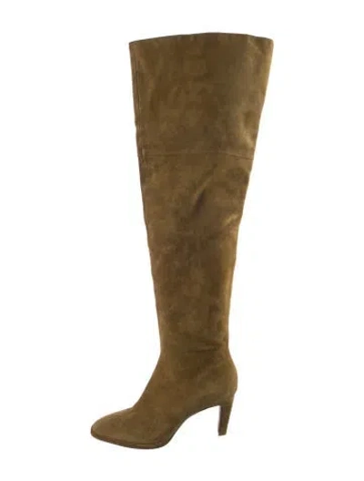 Pre-owned Reformation Suede Boots In Green