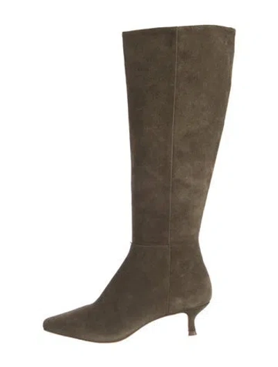 Pre-owned Reformation Suede Boots In Green