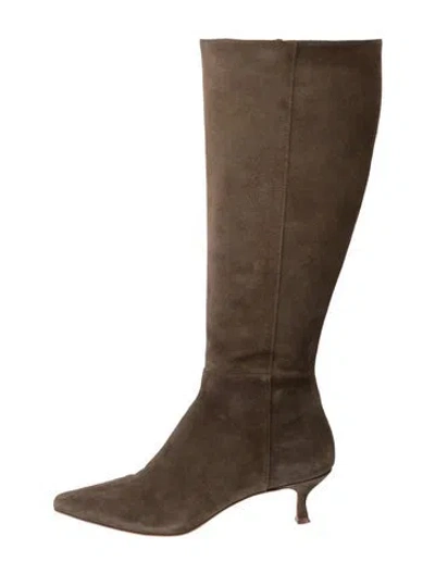 Pre-owned Reformation Suede Boots In Green