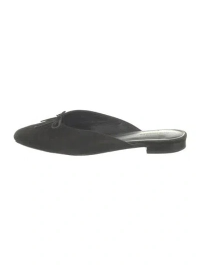 Pre-owned Reformation Suede Bow Accents Mules In Black