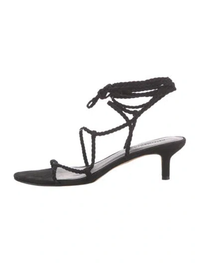 Pre-owned Reformation Suede Braided Accents Gladiator Sandals In Black