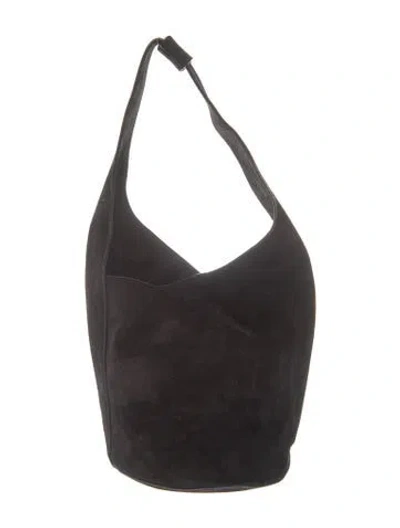 Pre-owned Reformation Suede Bucket Bag In Black