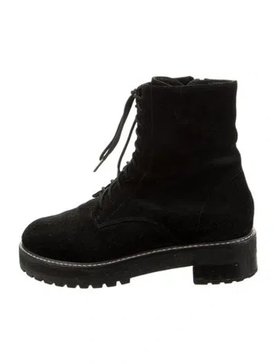 Pre-owned Reformation Suede Combat Boots In Black