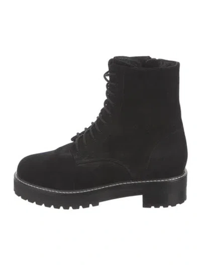 Pre-owned Reformation Suede Combat Boots In Black