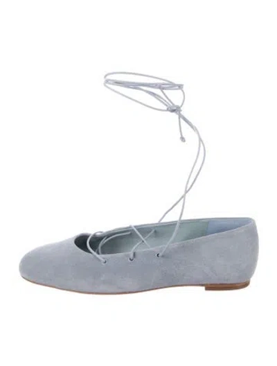 Pre-owned Reformation Suede Flats In Blue