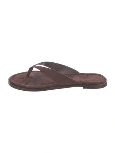 Pre-owned Reformation Suede Flip Flops In Brown