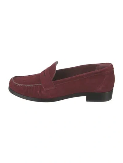 Pre-owned Reformation Suede Loafers In Burgundy