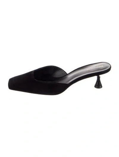 Pre-owned Reformation Suede Mules In Black
