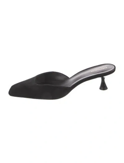 Pre-owned Reformation Suede Mules In Black