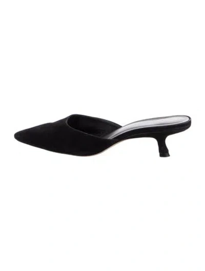 Pre-owned Reformation Suede Mules In Black
