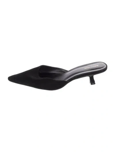 Pre-owned Reformation Suede Mules In Black