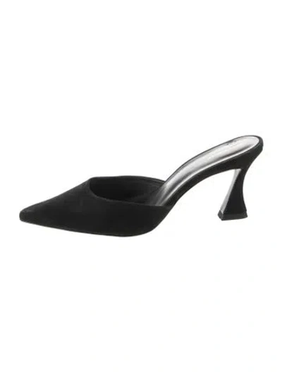Pre-owned Reformation Suede Mules In Black