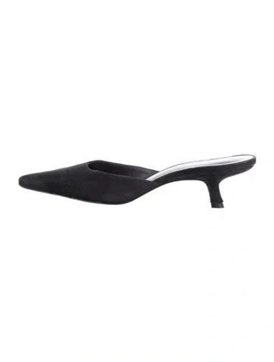 Pre-owned Reformation Suede Mules In Black