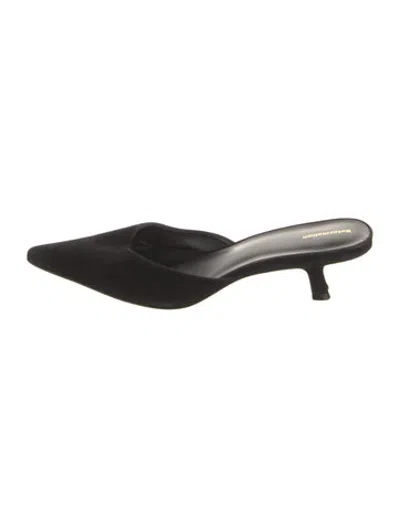 Pre-owned Reformation Suede Mules In Black