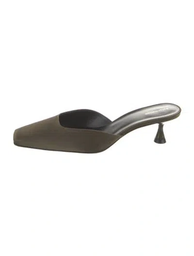 Pre-owned Reformation Suede Mules In Green