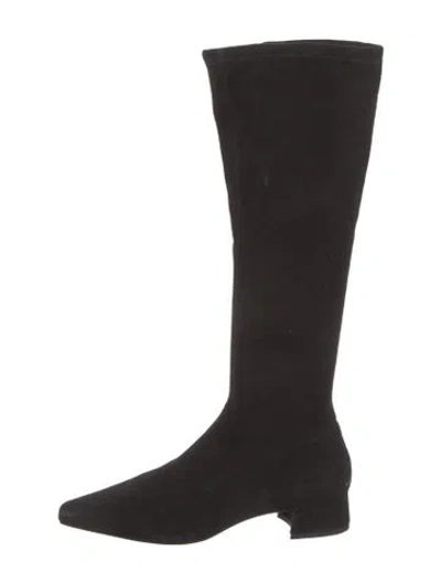 Pre-owned Reformation Suede Riding Boots In Black