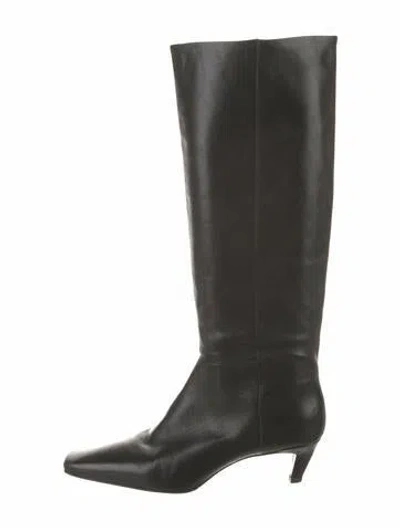 Pre-owned Reformation Suede Riding Boots In Black
