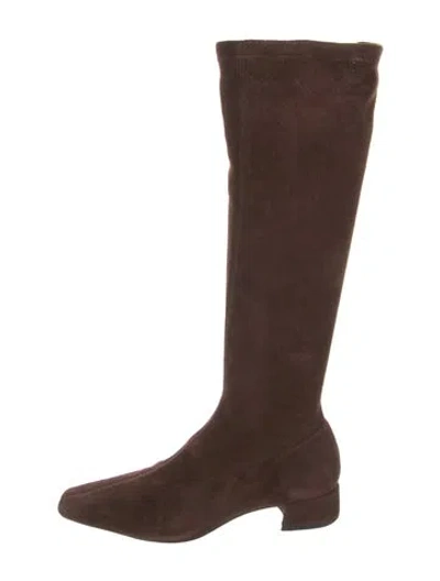 Pre-owned Reformation Suede Riding Boots In Brown
