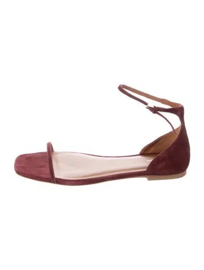 Pre-owned Reformation Suede Sandals In Burgundy