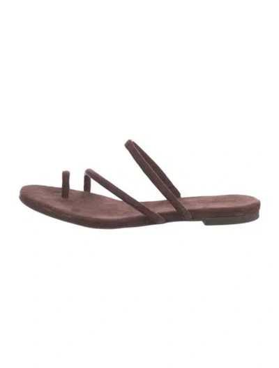 Pre-owned Reformation Suede Slides In Brown