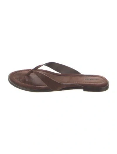 Pre-owned Reformation Suede Slides In Brown