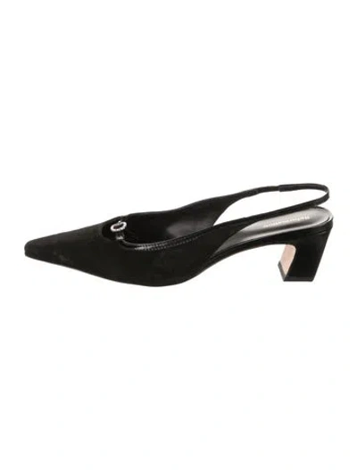 Pre-owned Reformation Suede Slingback Pumps In Black