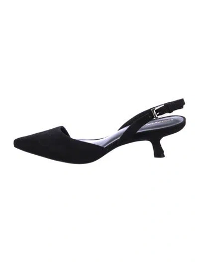 Pre-owned Reformation Suede Slingback Pumps In Black