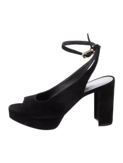 Pre-owned Reformation Suede Slingback Pumps In Black