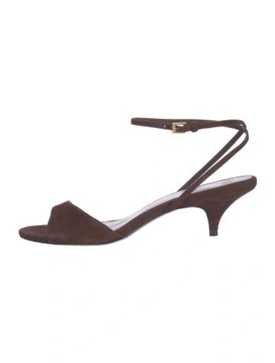 Pre-owned Reformation Suede Slingback Sandals In Brown