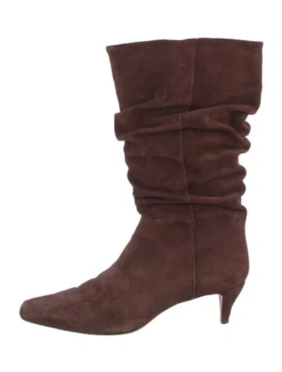 Pre-owned Reformation Suede Slouch Boots In Brown