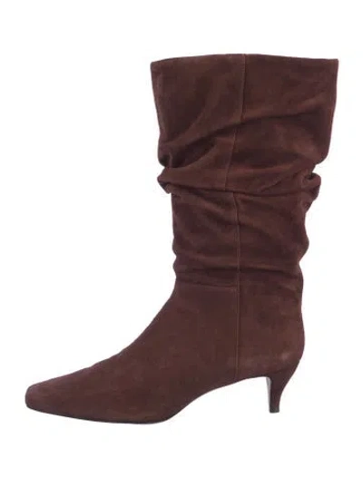 Pre-owned Reformation Suede Slouch Boots In Brown