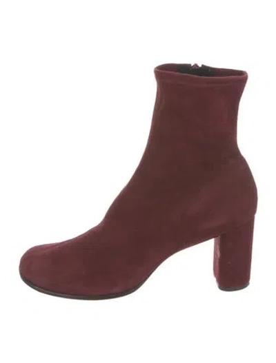 Pre-owned Reformation Suede Sock Boots In Burgundy