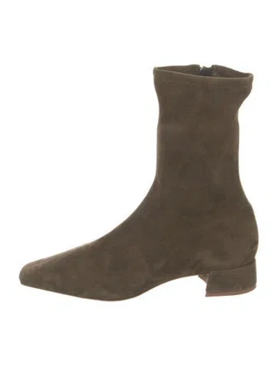 Pre-owned Reformation Suede Sock Boots In Green