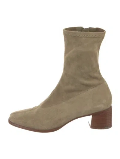 Pre-owned Reformation Suede Sock Boots In Green