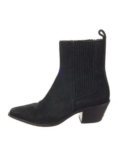 Pre-owned Reformation Suede Western Boots In Blue