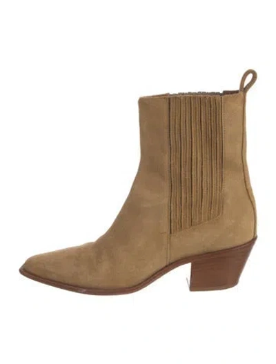 Pre-owned Reformation Suede Western Boots In Neutral