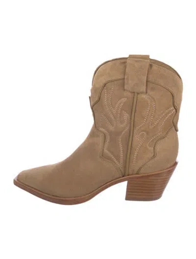 Pre-owned Reformation Suede Western Boots In Neutral