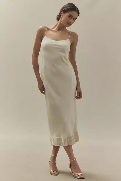 Reformation Suki Sleeveless Scoop-neck Ruffle-hem Midi Dress In White