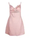 REFORMATION SULLIVAN TIE FRONT MINIDRESS IN PINK LINEN