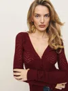 Reformation Sutton Regenerative Merino Open Knit Sweater In Chianti