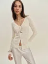Reformation Sutton Regenerative Merino Open Knit Sweater In Cream