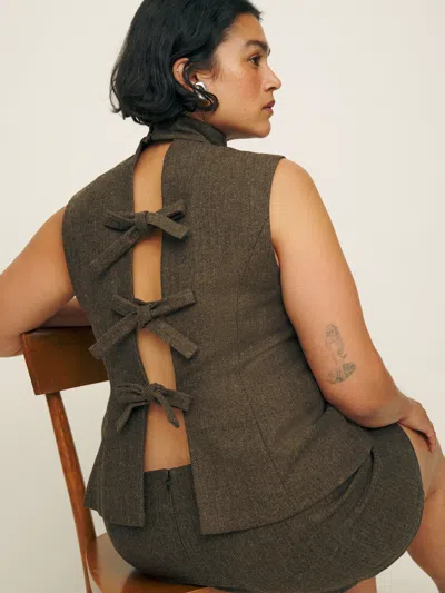 Reformation Sutton Top Es In Brown Herringbone