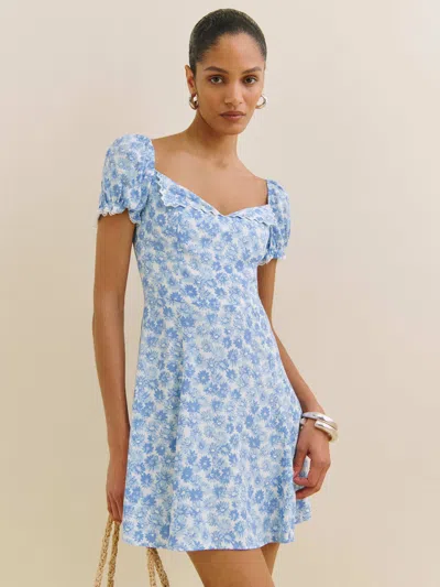 Reformation Suzette Dress In Blue Daisy