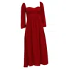 Reformation Sweetheart Neckline Midi Dress In Red Viscose In Red