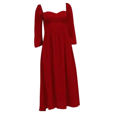 Reformation Sweetheart Neckline Midi Dress In Red Viscose